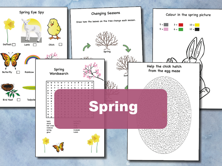 Free worksheets printables for kids about Spring