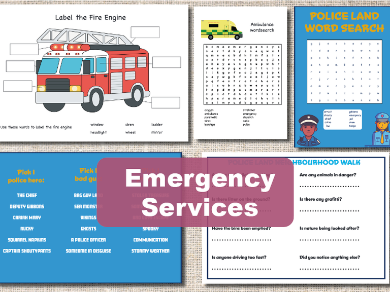 free emergency services printables