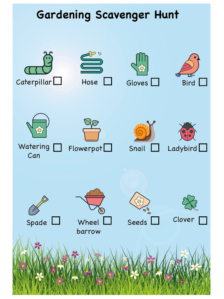 Gardening Scavenger Hunt free printable