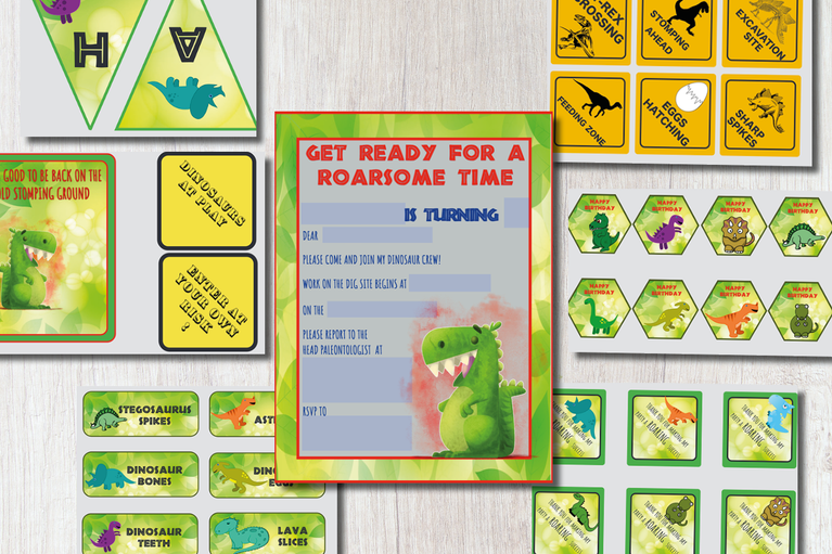 Free Dinosaur themed party printable