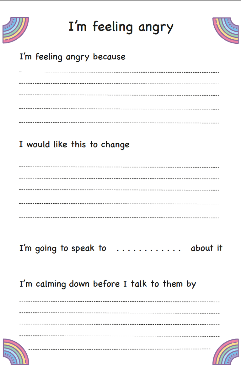 kids anger free printable 