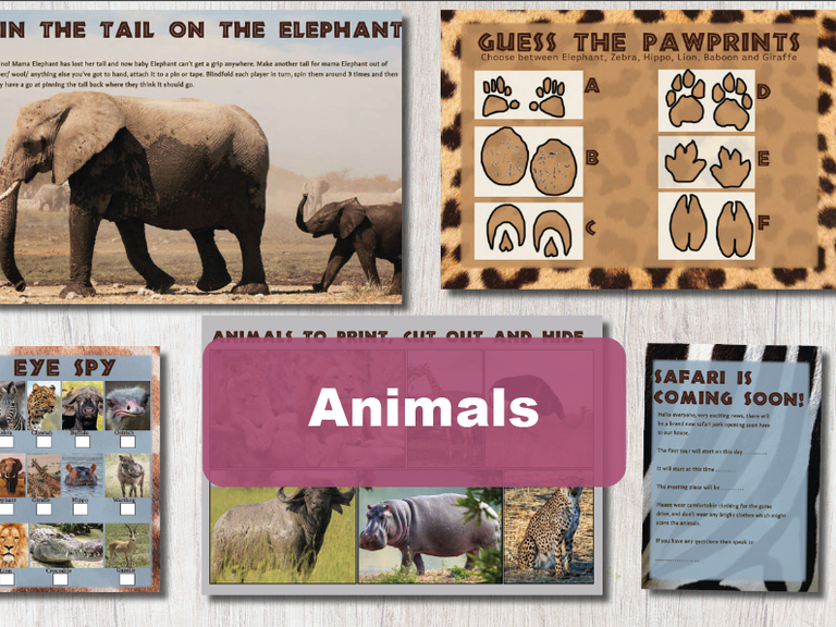 Free animal safari themed printables for children