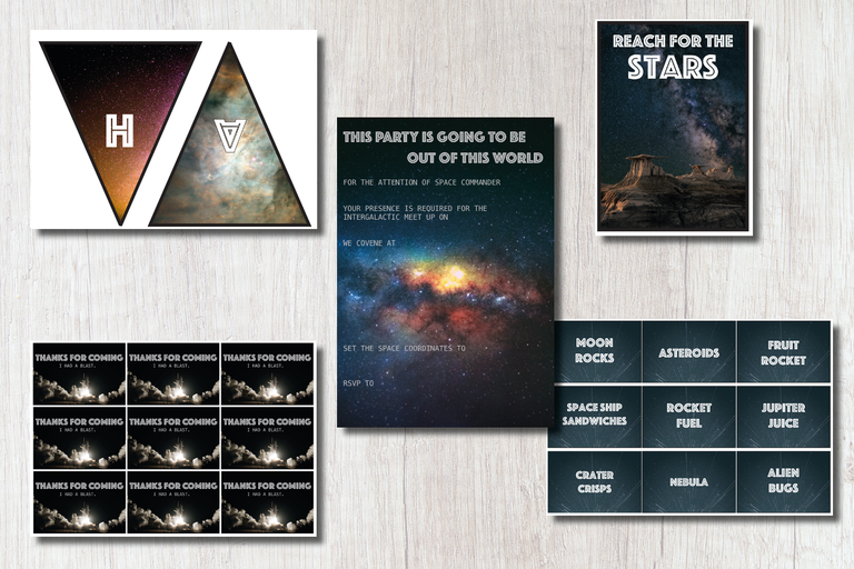 Space themed party printable free