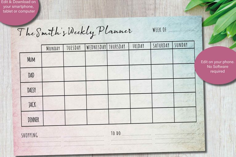 printables, family planners and family organisers