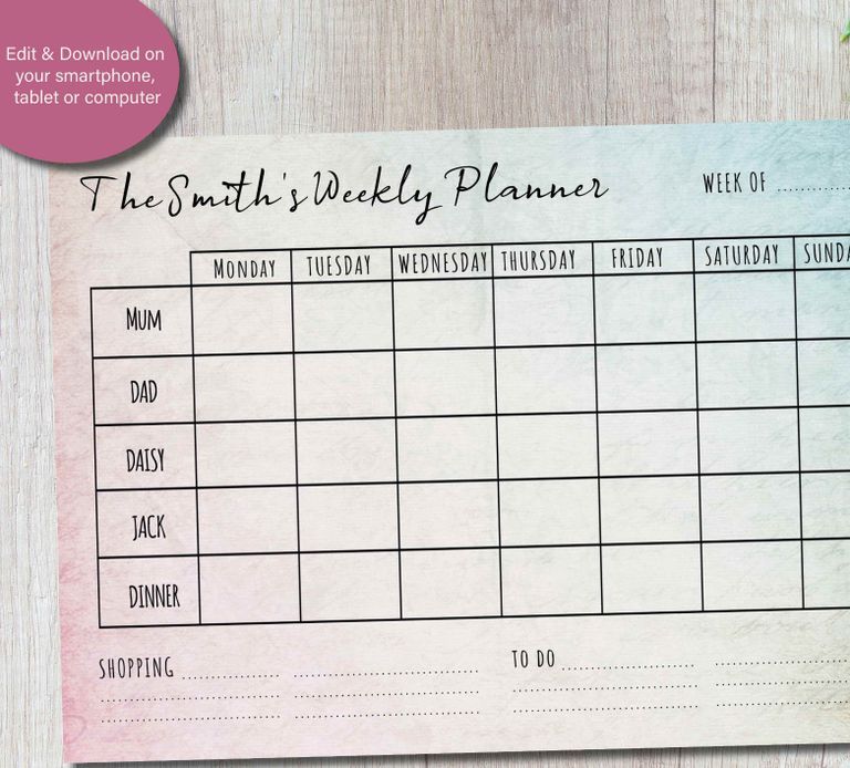 Family weekly planner